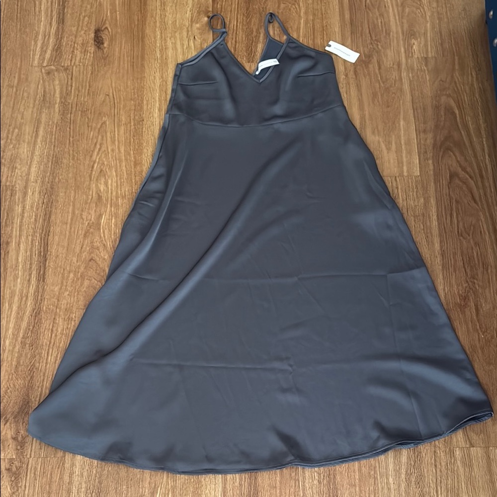 Elegant Gray Satin Prom Dress